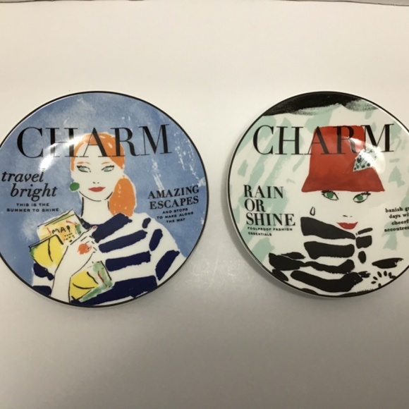 Kate Spade "Make Headlines - Travel Bright & Rain or Shine” Tidbit Plate - Picture 5 of 5